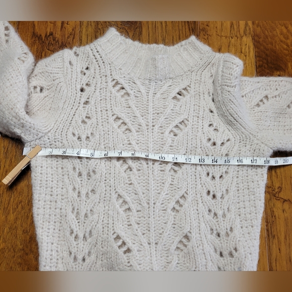 Point Sur Pointelle Sweater In Natural Alpaca Wool Blend Open Knit Size XS - Picture 7 of 8